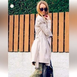 NWT Cynthia Rowley Linen Open Waterfall Belted Trench Jacket Size Medium